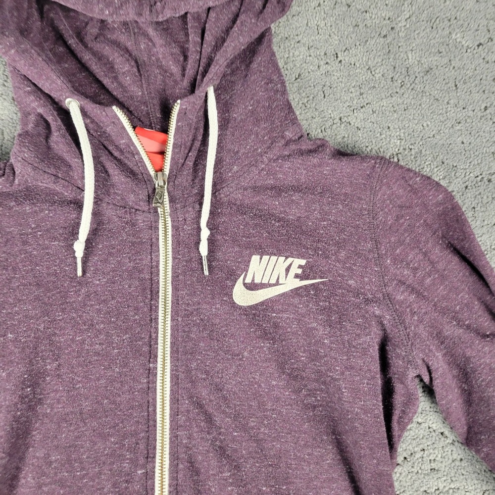 Nike Jacket Womens M Purple Hooded Full Zip Red Tag Drawstring Lightweight